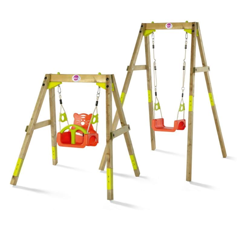 image of 2 swings a child swing and a toddler swing with a white background