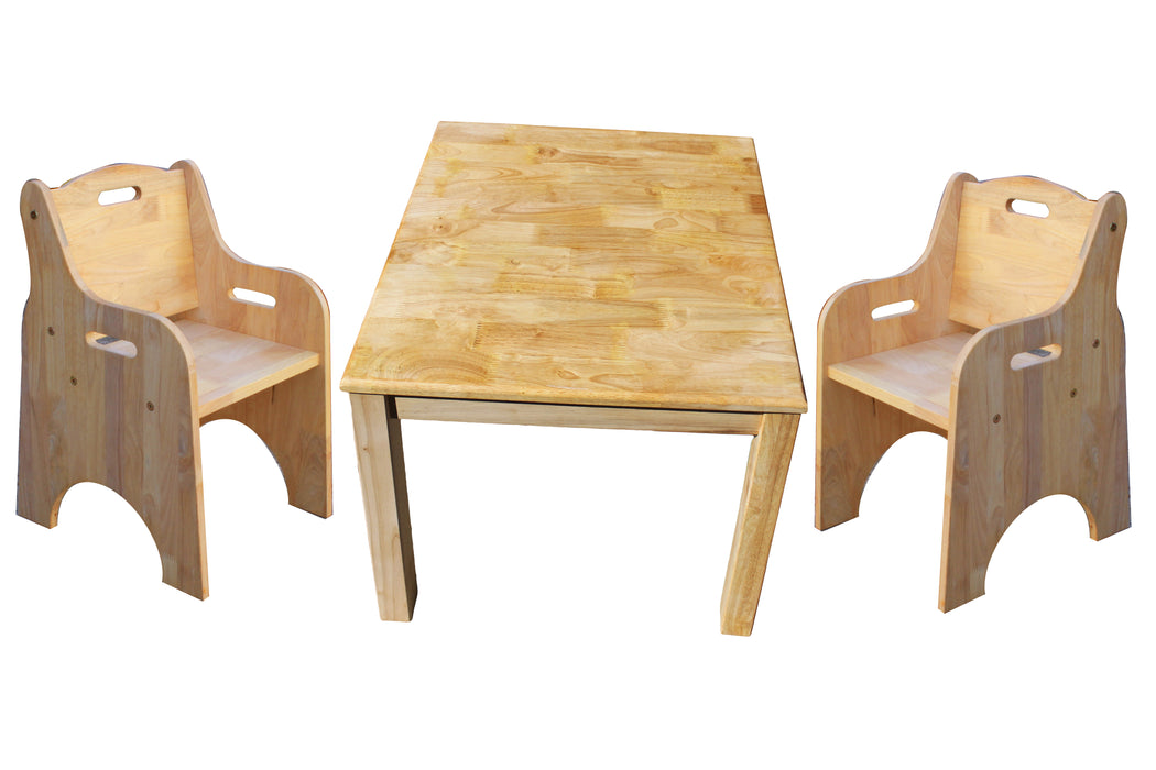 Standard Rubberwood Kids Table with 2 Toddler Chairs