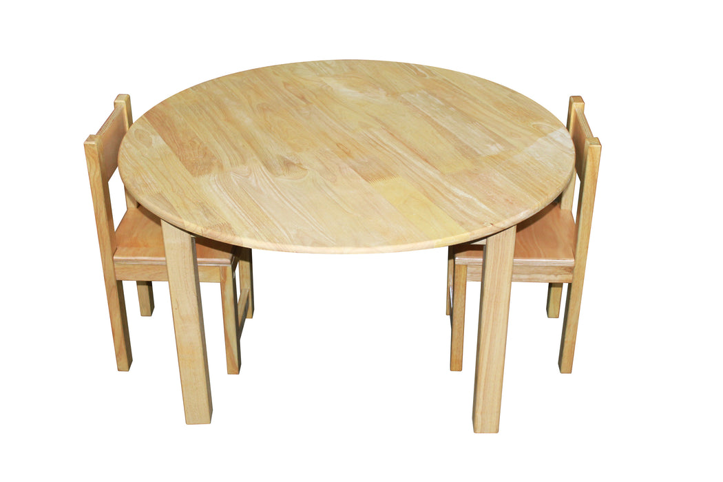Rubberwood Round Kids Table with 2 Standard Chairs