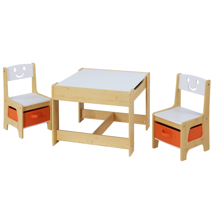 Keezi 3pcs Kids Reversible Activity Table and Chairs with Storage Boxes