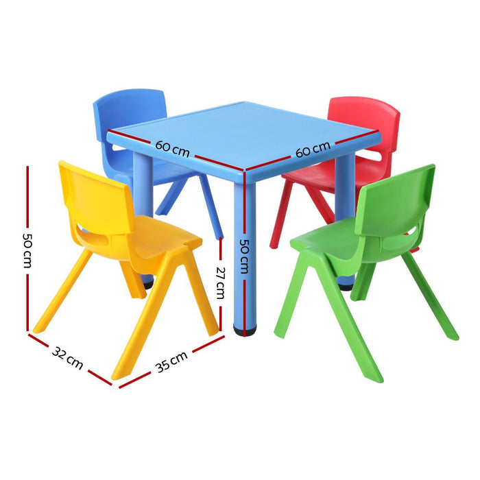 Keezi Kids Square Table and 4 Stackable Chair Set