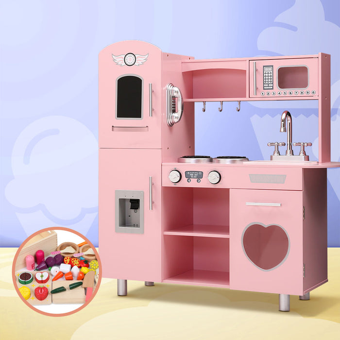 Keezi Kids Wooden Pretend Play Kitchen Set in Pink