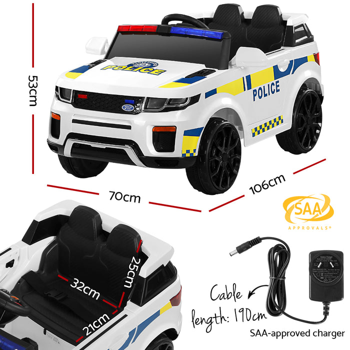 Rigo Kids Police Patrol Electric Ride On Car - White