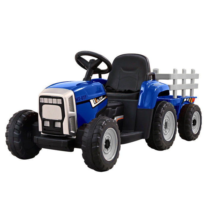 Rigo Kids Tractor Trailer Electric Ride On Car - Blue
