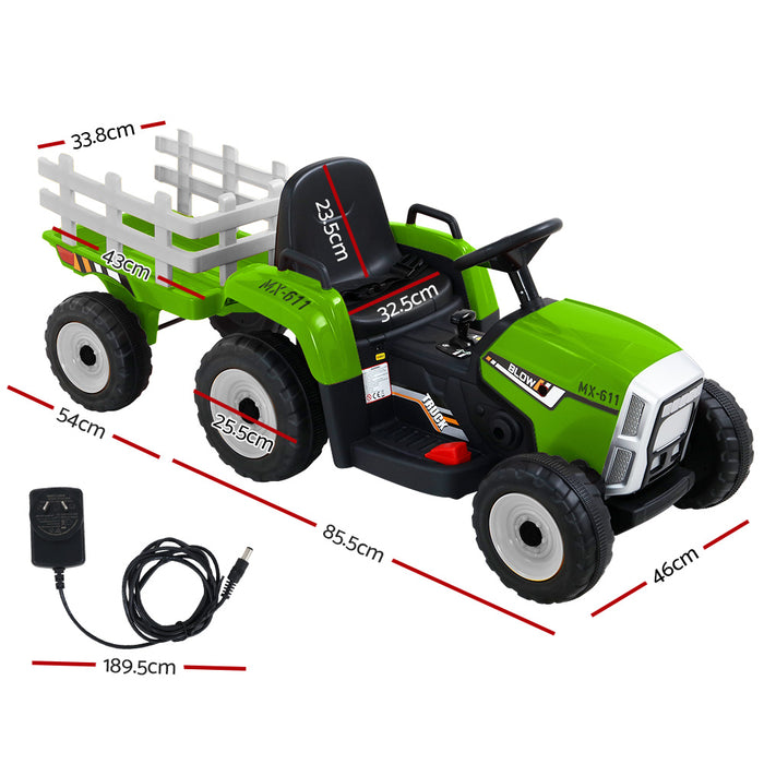 Rigo Kids Tractor Trailer Electric Ride On Car - Green
