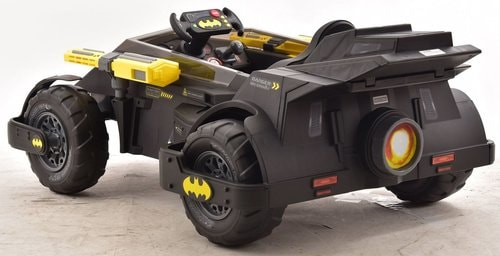 Back angle view of Batmobile Ride On Car in white background