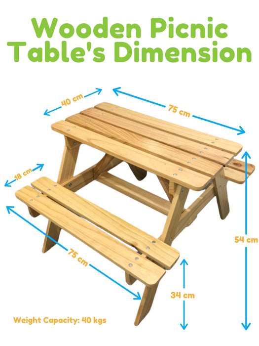 kids explore picnic table with measurements