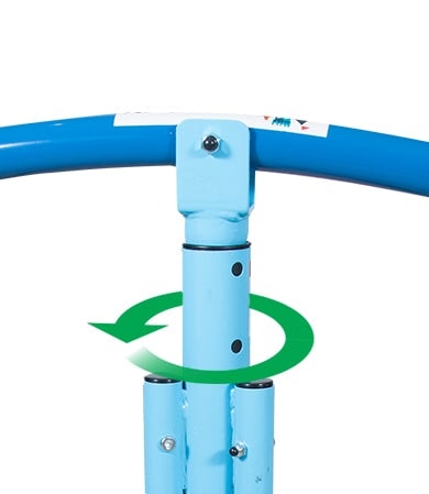 Close up image of the handle bar rotating 360 degrees of Bubble Kids See Saw in white background