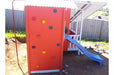 Mega Triplex Cubby House - orange rock wall ang blue slide