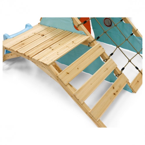 Close up image of  the wooden ladder of First Wooden Playground in white background