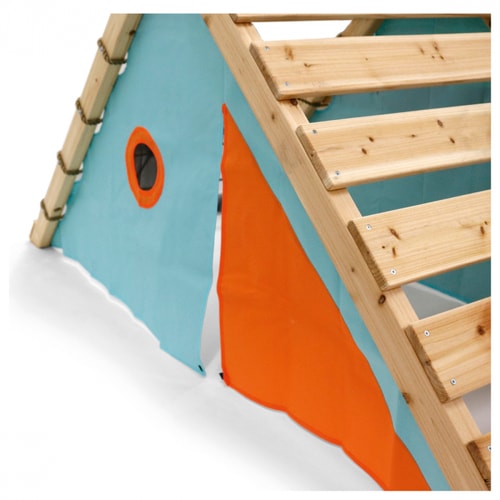 Close up image of the little cubby  of First Wooden Playground in white background