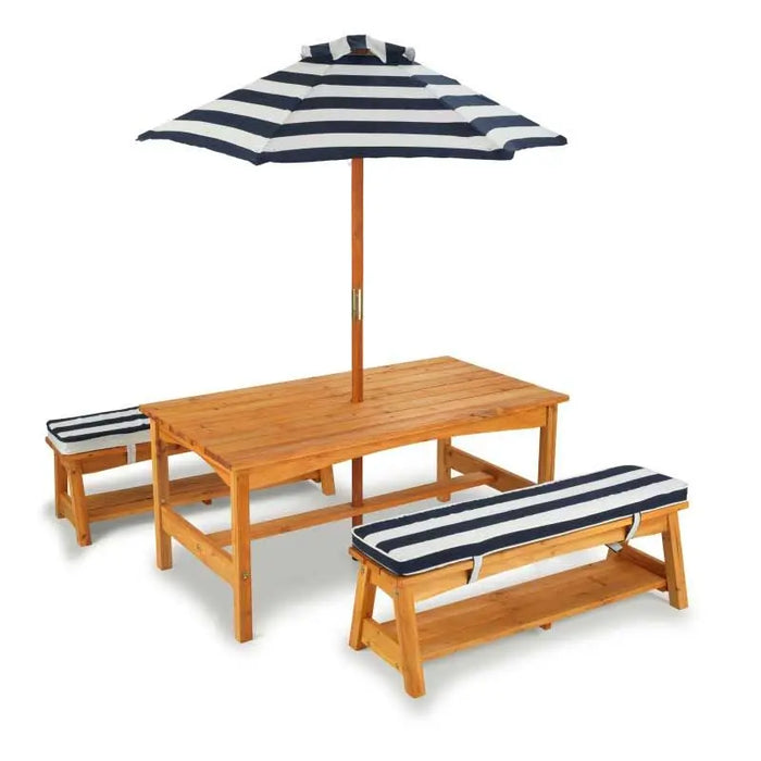KidKraft Kids Picnic Table and Bench Set with Cushion and Umbrella