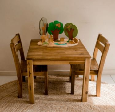 Acacia Standard Kids Table with 2 Stacking Chairs