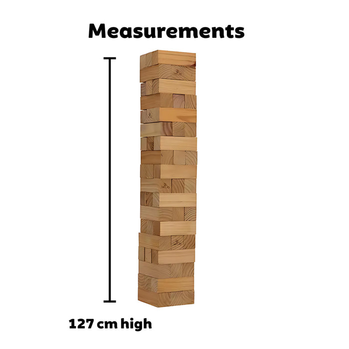 image of measurements of the 127cm giant jenga