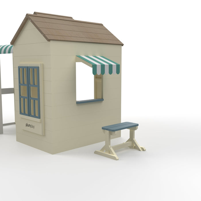 Beach House Wooden Playhouse - picnic bench