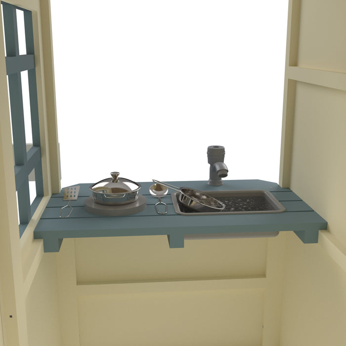 Beach House Wooden Playhouse - kitchen and tap