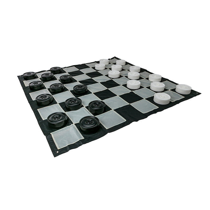 Triangular Checkers 3m Giant Outdoor Checkers laid out and set up ready to play with a ...