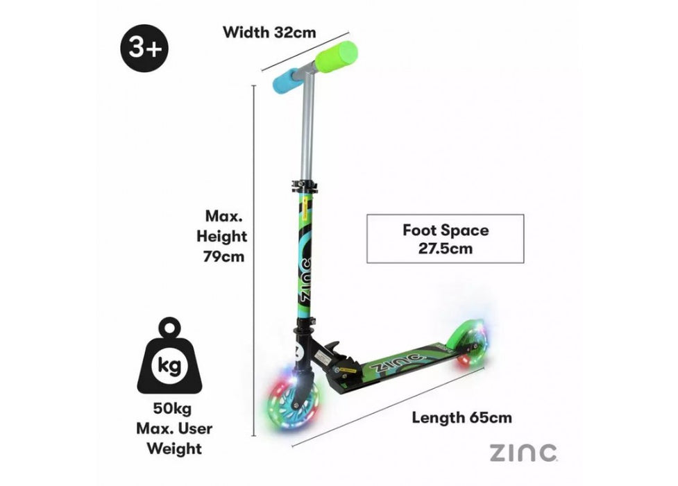 Zinc Twister Inline Folding Scooter Blue/Green angle