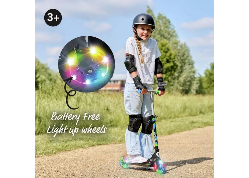 Zinc Twister Inline Folding Scooter Blue/Green light-up wheels
