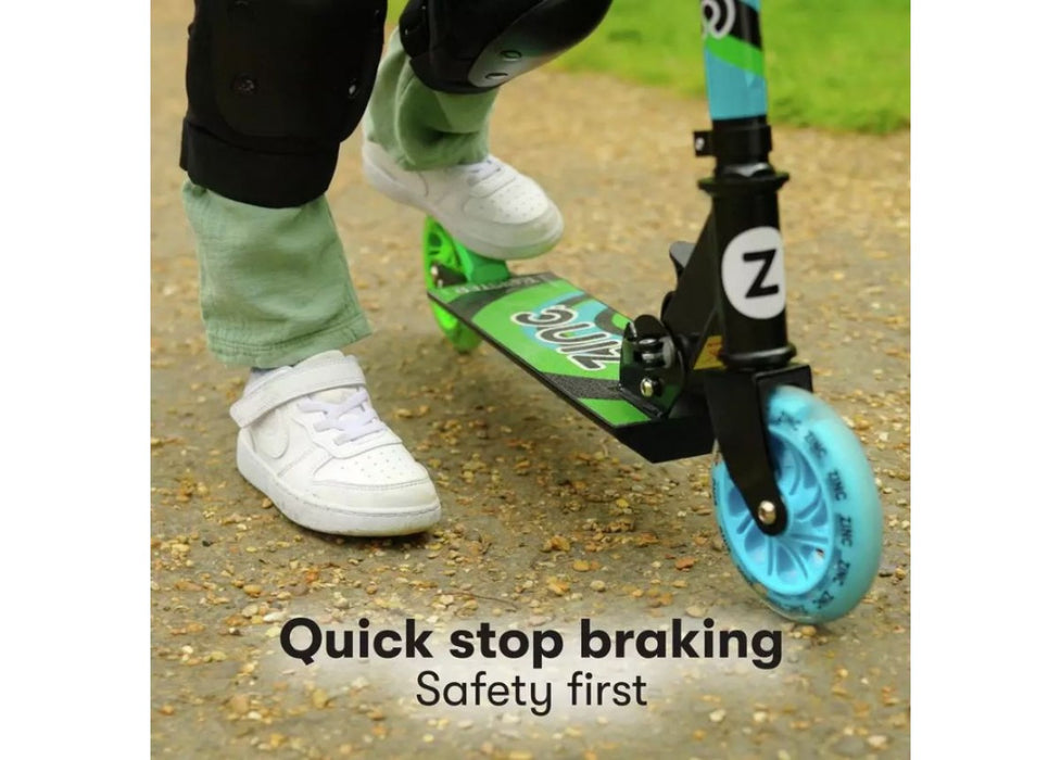 Zinc Twister Inline Folding Scooter Blue/Green folded