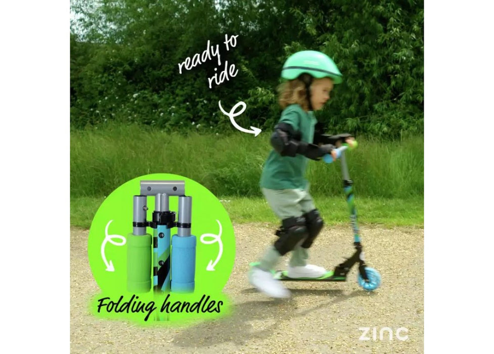 Zinc Twister Inline Folding Scooter Blue/Green grips