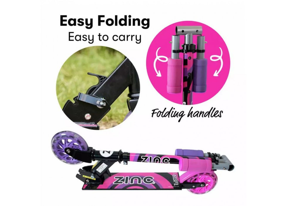 Zinc Twister Inline Folding Scooter Pink/Purple side profile