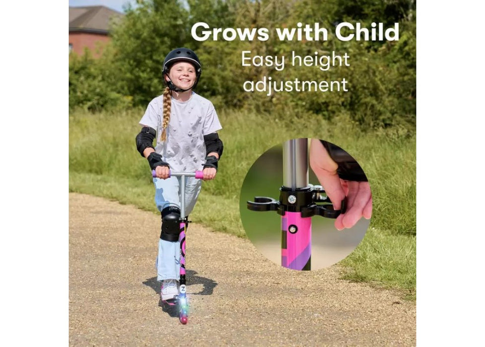 Zinc Twister Inline Folding Scooter Pink/Purple grips