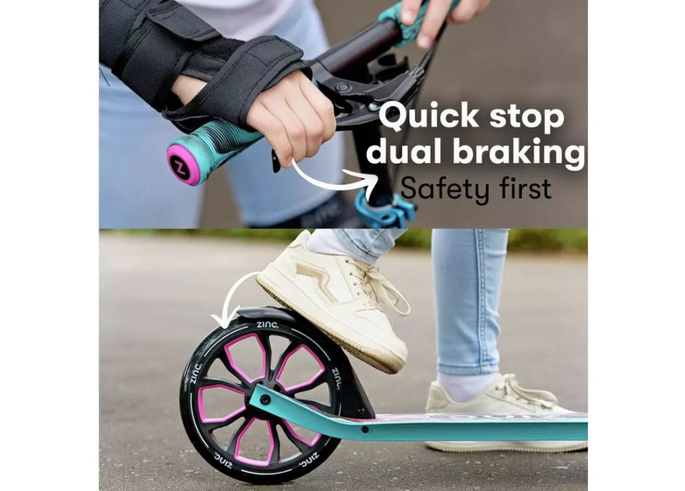 Zinc Verge Pro Big Wheel Folding Scooter Blue/Pink