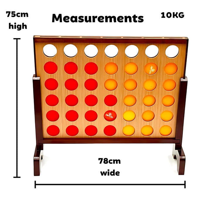 measurements of the 77cm high giant connect four with white background