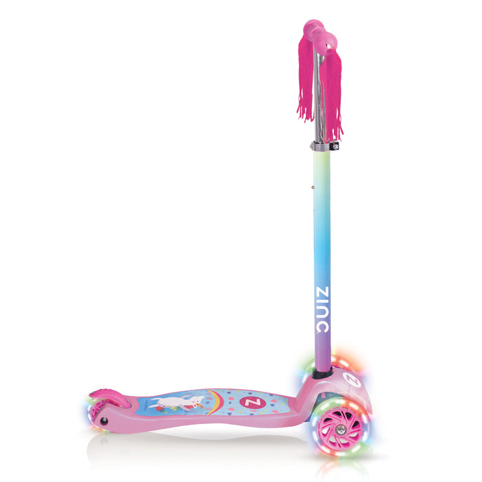 Zinc Explorer Tri Scooter Unicorn light-up wheels