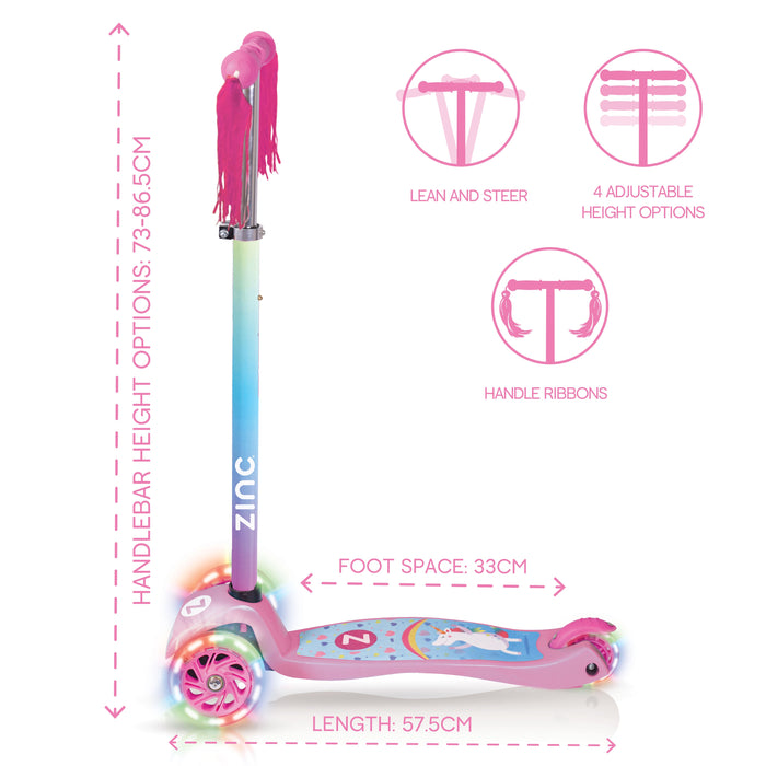 Zinc Explorer Tri Scooter Unicorn wheel detail