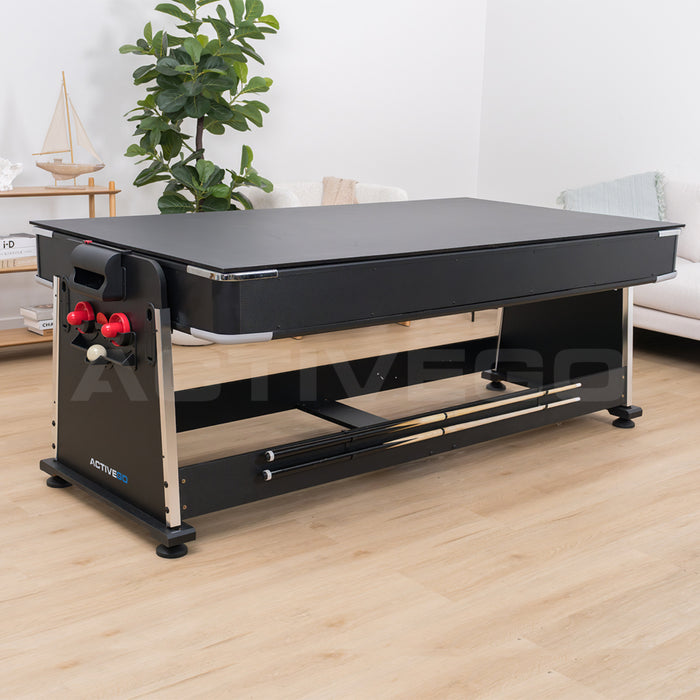 ActiveGo AirShot 7ft Convertible 4-IN-1 Pool, Air Hockey, Table Tennis Table & Tabletop