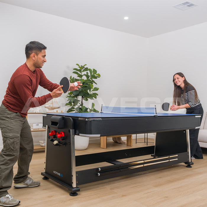 ActiveGo AirShot 7ft Convertible 4-IN-1 Pool, Air Hockey, Table Tennis Table & Tabletop