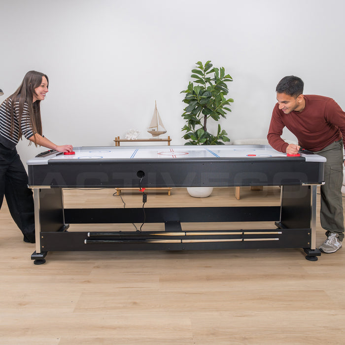 ActiveGo AirShot 7ft Convertible 4-IN-1 Pool, Air Hockey, Table Tennis Table & Tabletop