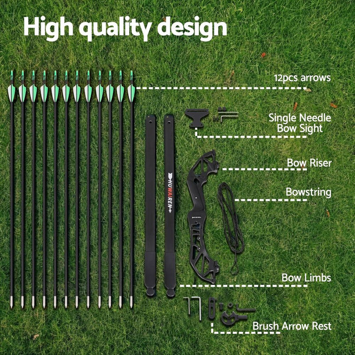 Everfit 55lbs Bow Arrow Set Green sight and rest