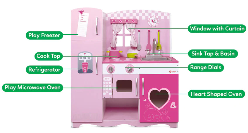 Classic World Pink Hearts Modern Kids Kitchen