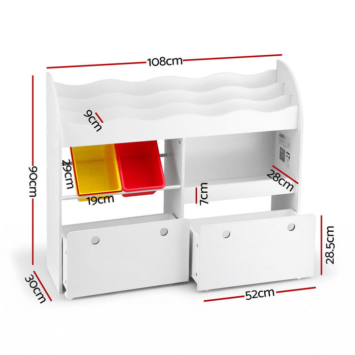 Keezi white toy box and book storage organiser
