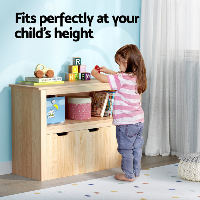 Keezi Kids Bookshelf 3 Drawers Storage Children Bookcase Toy Organiser Display Wooden