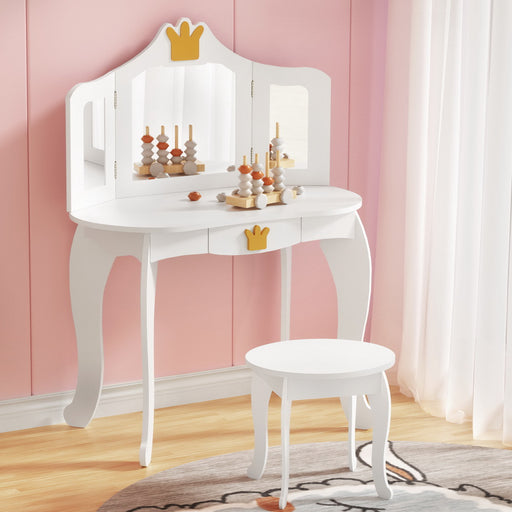 Keezi kids dressing table and chair set in white