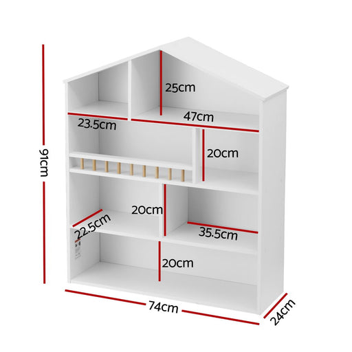 Keezi white wooden bookcase for children