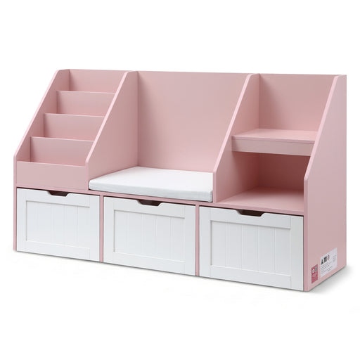 Keezi kids bookshelf and toy storage organiser in pink
