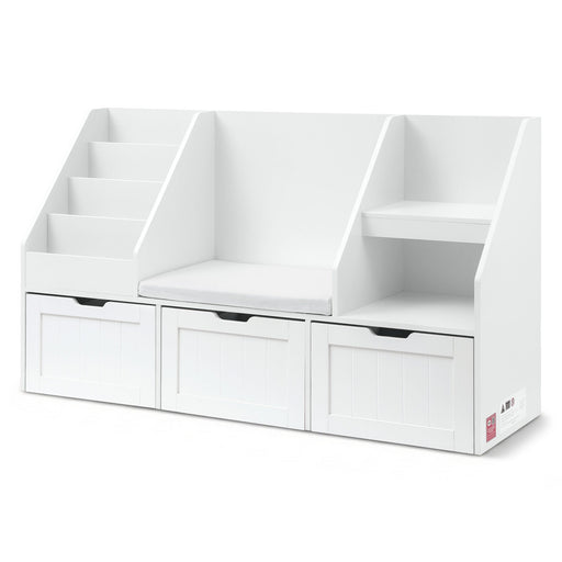 Keezi kids bookshelf and toy storage organiser in white