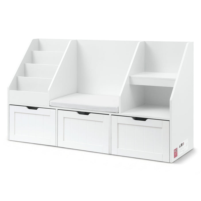 Keezi kids bookshelf and toy storage organiser in white