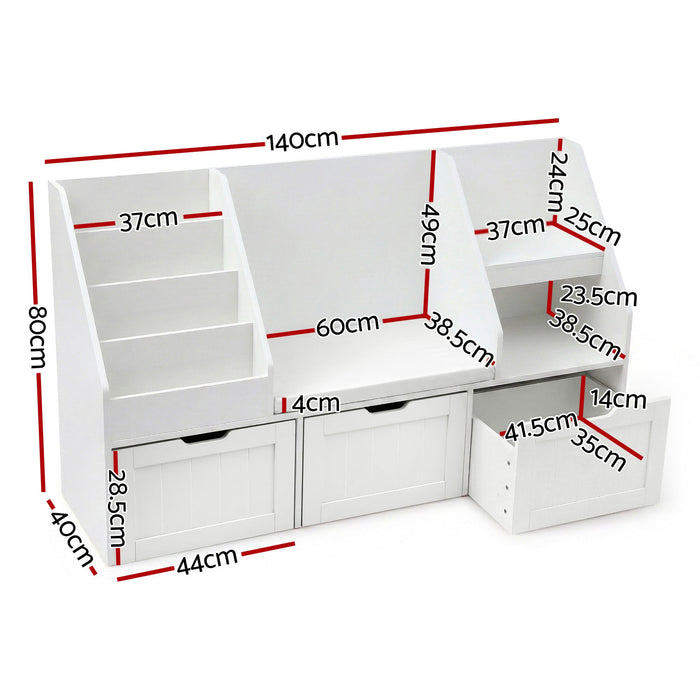 Keezi storage cabinet with pull out drawers in white