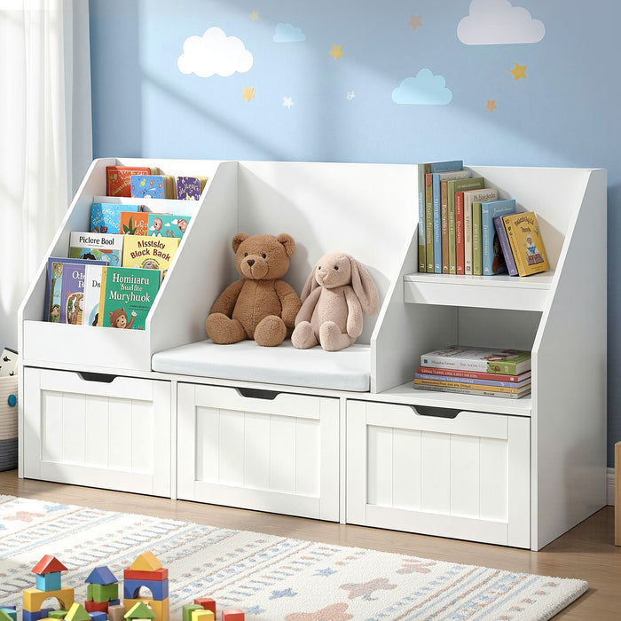 Keezi kids room organiser with shelves and drawers in white