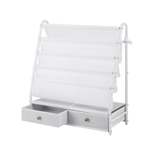 Keezi kids bookshelf with metal storage rack, white