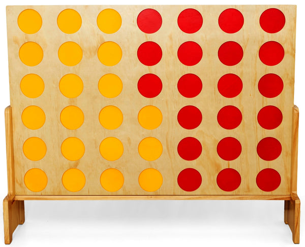 Giant Four in a Row | 94cm Solid Pine Wooden Game – 42 Discs & Carry Bags | Jumbo Games