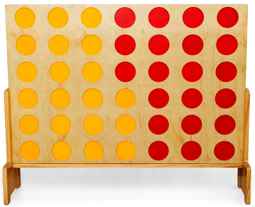 Giant Four in a Row | 94cm Solid Pine Wooden Game – 42 Discs & Carry Bags | Jumbo Games