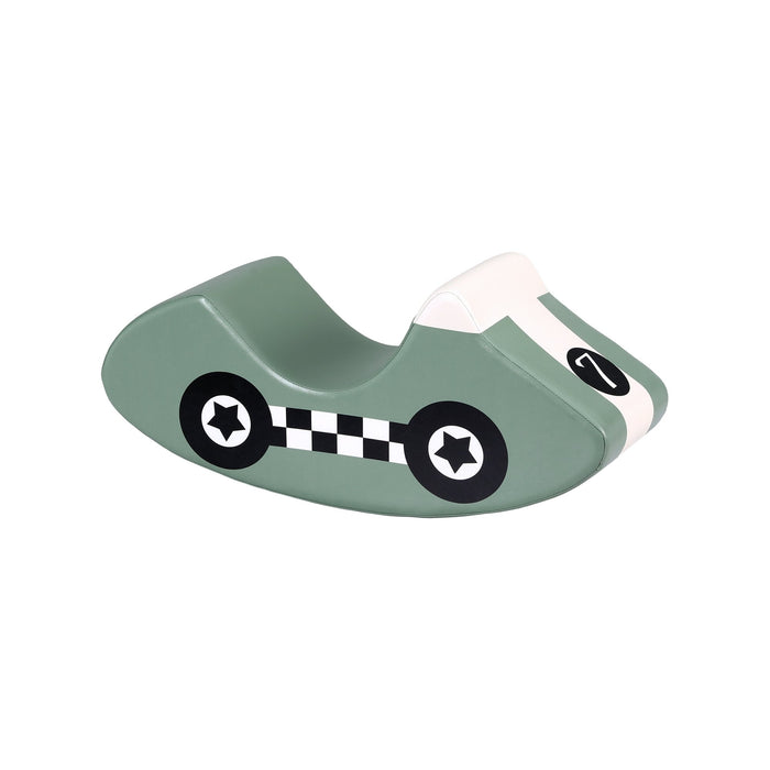 Toddler playing on Keezi foam climbing rocker in green