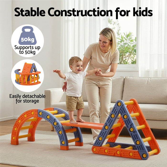 Keezi Kids Climbing Frame Set With Slide Indoor Outdoor Toddler Toys Pikler Triangle Climber With Arch